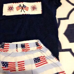 Smocking flag short set girls